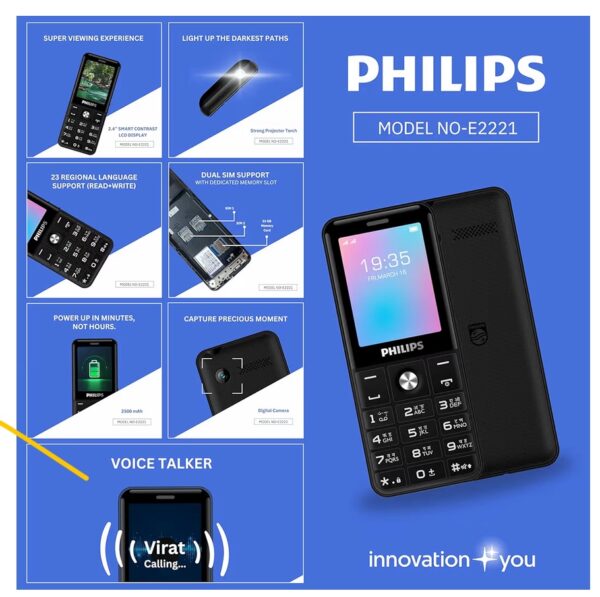 Philips All-New E2221 Sleek & Stylish Keypad Mobile