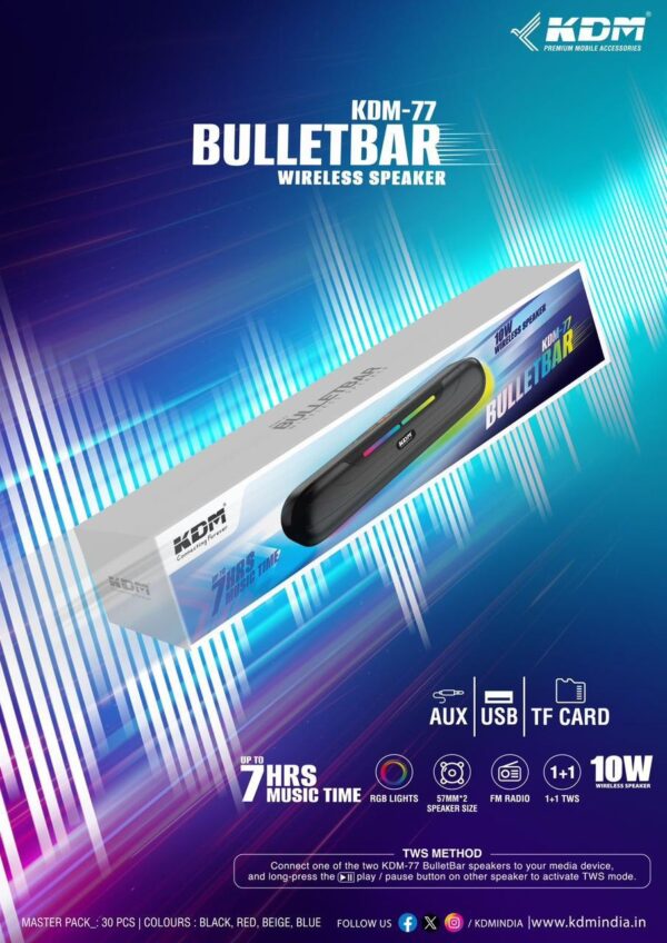 KDM Bullet bar bluetooth speaker